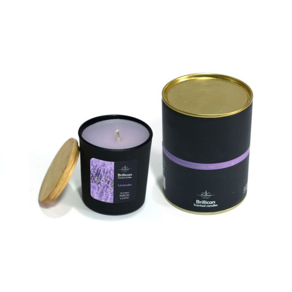 جار عطری مشکی مات درب چوبی برلیکن رایحه لوندر