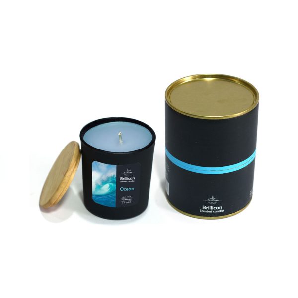 جار عطری مشکی مات درب چوبی برلیکن رایحه اقیانوس