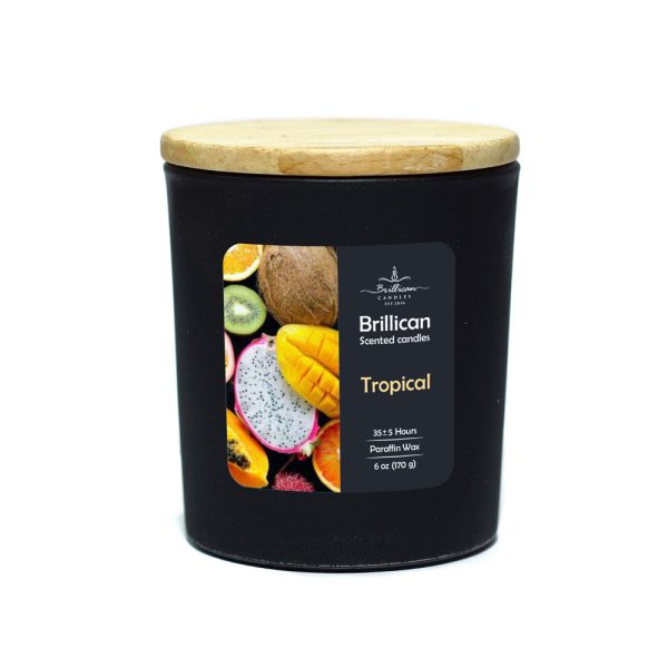 Black-Tropical-2 جار عطری مشکی مات درب چوبی برلیکن رایحه میوه های استوایی